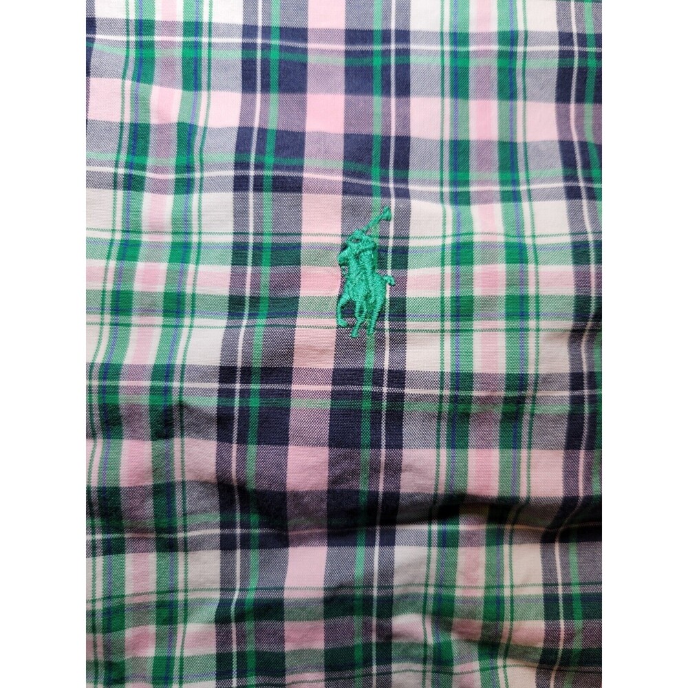 Polo Ralph Lauren Green Pink Plaid Twill Shirt Mens L Classic Fit Casual Look - Picture 3 of 6
